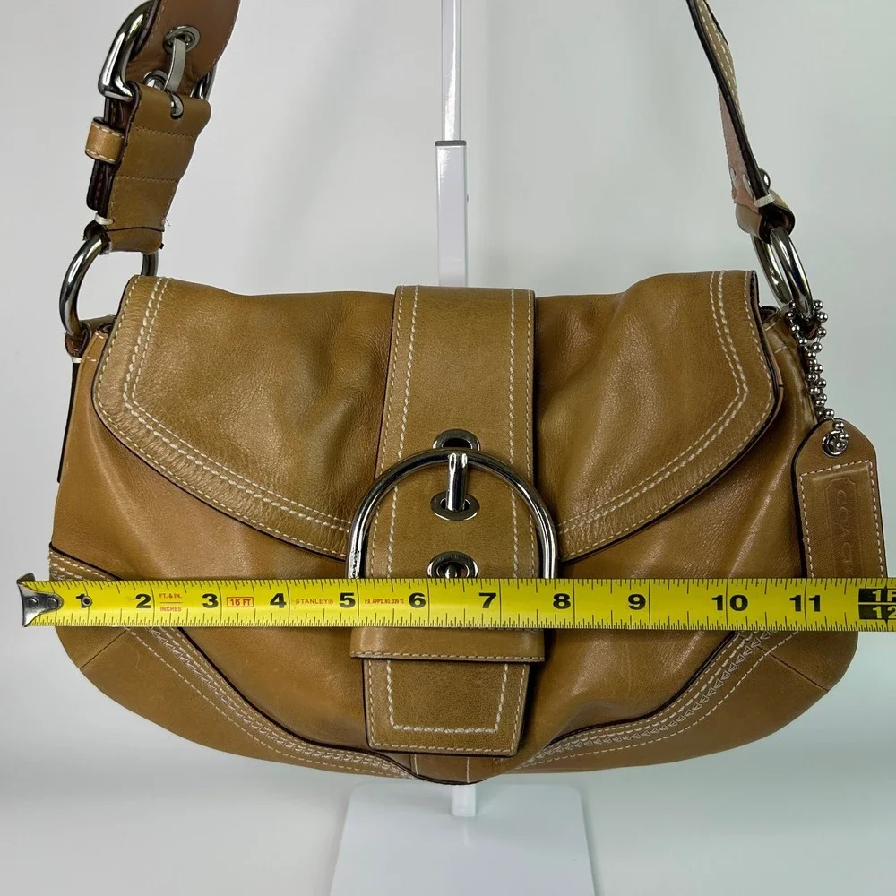 Coach Soho 10578 British Tan Leather Flap Shoulder Bag Good